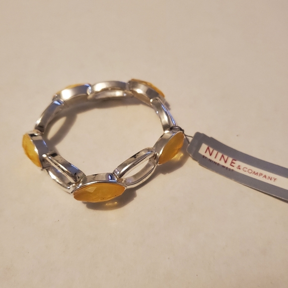 NINE WEST SILVER WITH  GOLD GEM BRACELET NWT - Picture 3 of 9